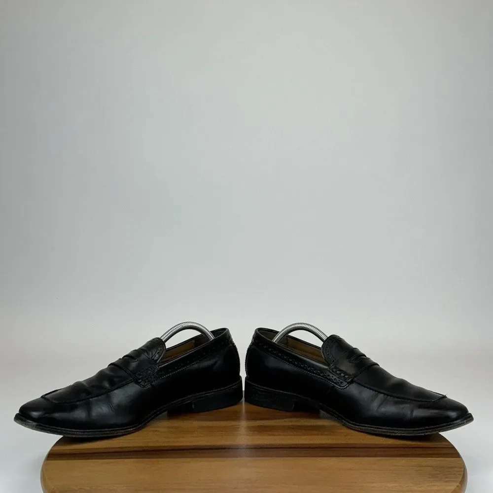 Mens Cole Haan Giraldo Grand II Black Leather Pinch Penny Loafers‎ Size 10 M GUC